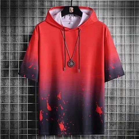 Áo Hoodie Tay Ngắn In Hình Phong Cảnh Thời Trang Mùa Hè Cho Nam