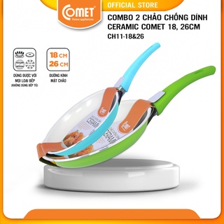 [LIFEMC11M2ADP -12% đơn 250K] Combo 2 chảo chống dính Ceramic COMET - CH11-18&26