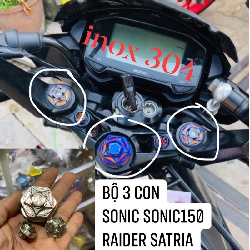 Bộ ốc chảng ba Raider FI sonic NOVO DAS (3 con) titan inox