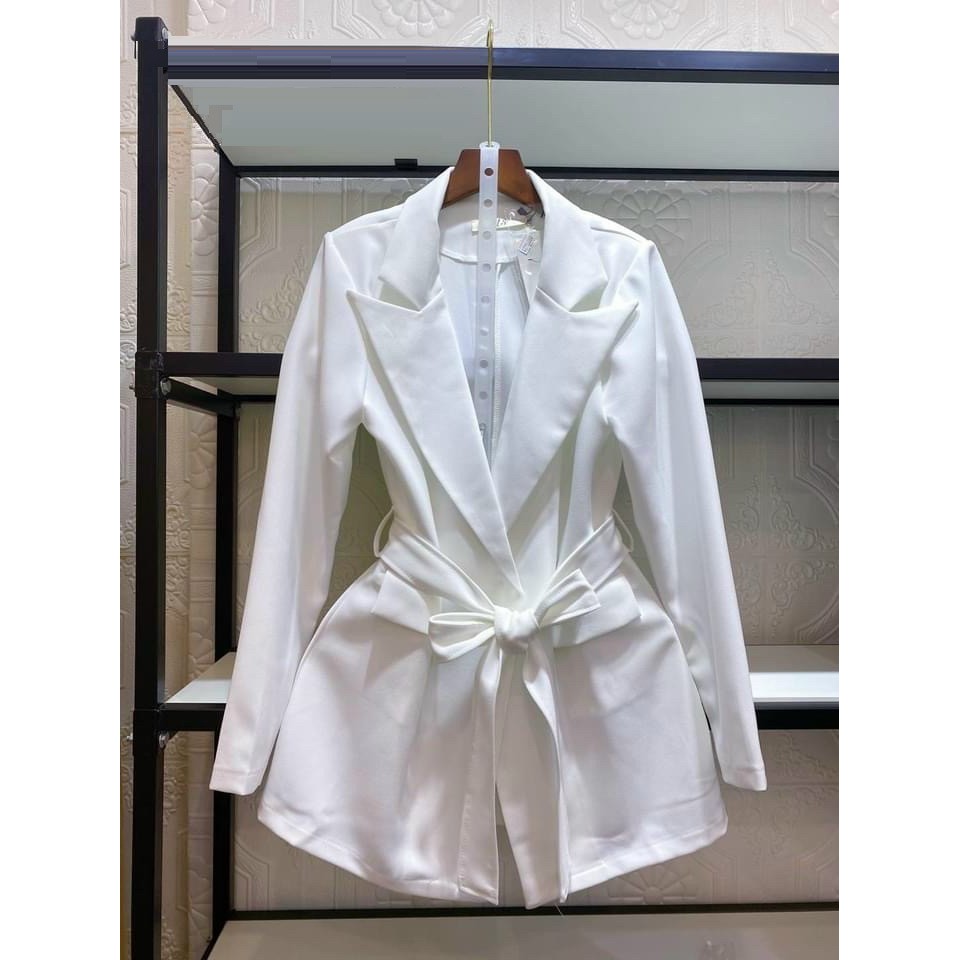 Áo vest kèm thắt lưng sang chảnh JOY BABE 🤍 mix nhiều kiểu như blazer, giả đầm thắt eo trắng đen dài giấu quần AV 1 -9A