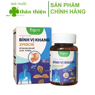 Bình vị khang Zagos - Hỗ trợ giảm đau dạ dày, tá tràng, giảm acid dịch vị (60 viên)