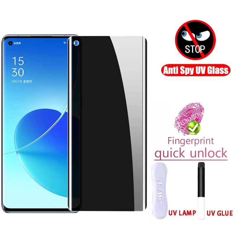 UV Kính cường lực bảo vệ toàn màn hình chống nhìn trộm cho OPPO Reno 10 8T 9 6 5 4 Find X6 X5 X3 X2 Pro Plus Pro+ 4G 5G 2023