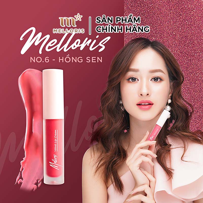 Son Kem Lỳ Melloris Velvet Lip Cream Bám Màu Không Gây Khô Môi PV1002