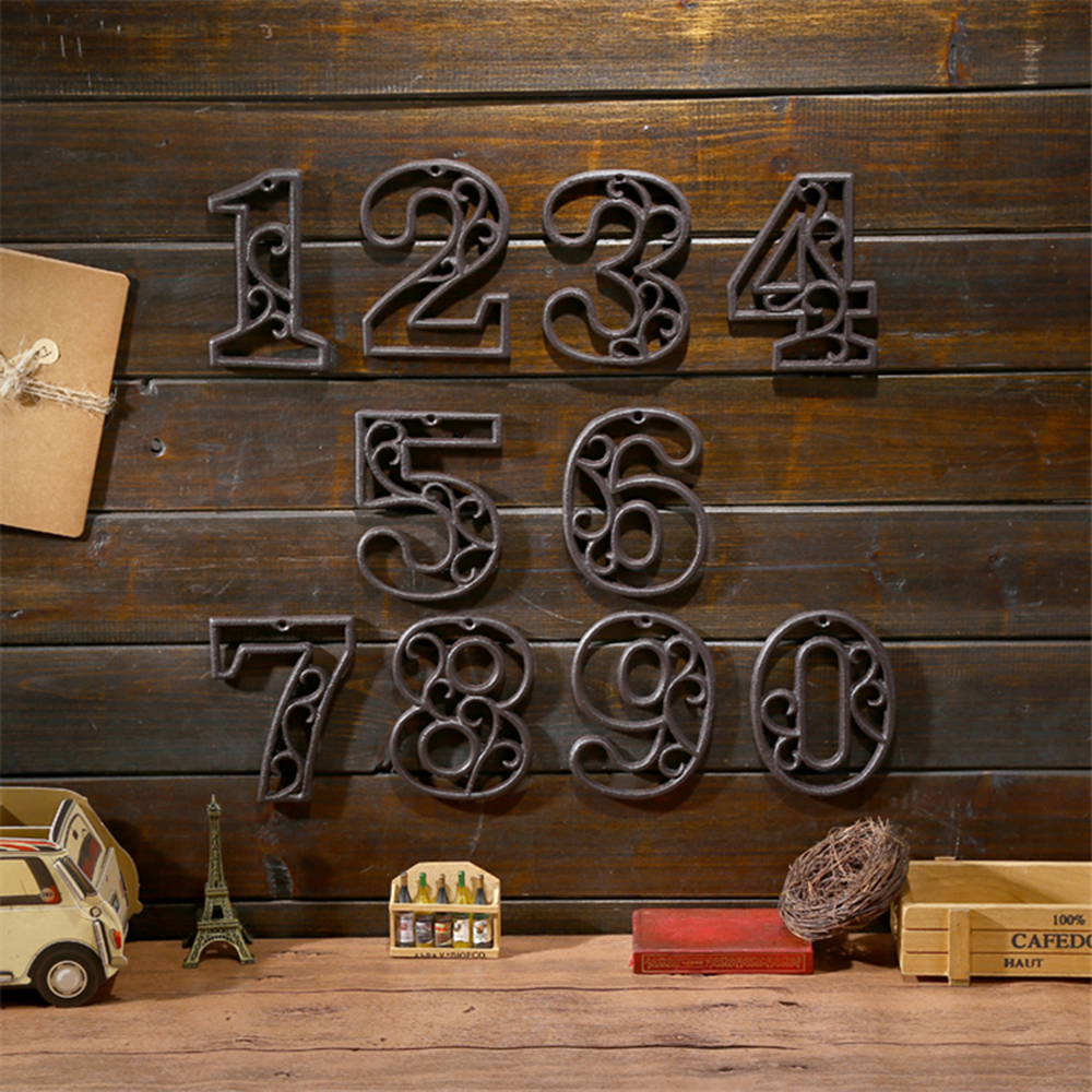 MIOSHOP 4.5"/115mm Shooting Props Wall Decor Bar Cafe Ornament Door Number Iron Cast Numbers House Address Decor 0-9