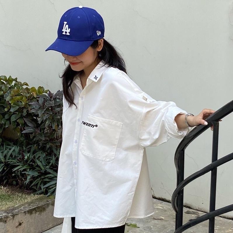 [Xả Kho] Áo Sơ Mi Thêu Chữ Twenti Tay Dài Form Rộng Ulzzang Unisex(Hàng Sẵn)