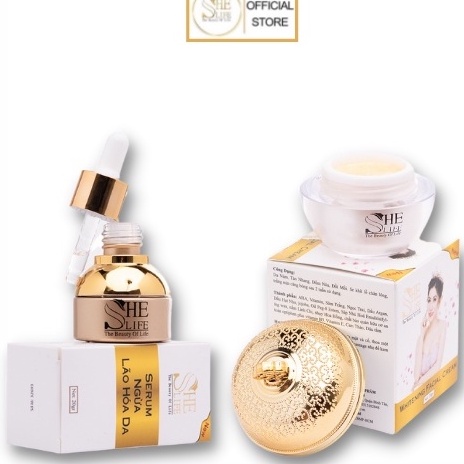 Kem Hạ Gục Nám Tàn Nhang She Life 20gr Ban Đêm, Serum Collagen Tươi Dưỡng Da Cao Cấp She Life 20ml