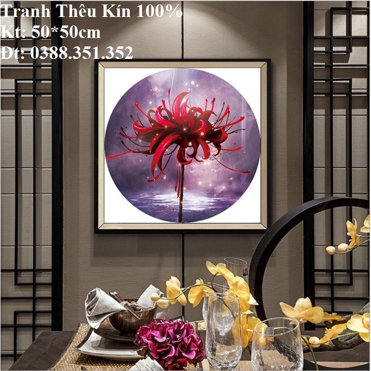 Tranh Thêu Chữ Thập Thêu Kín Hoa Bỉ Ngạn DX1056 50*50cm