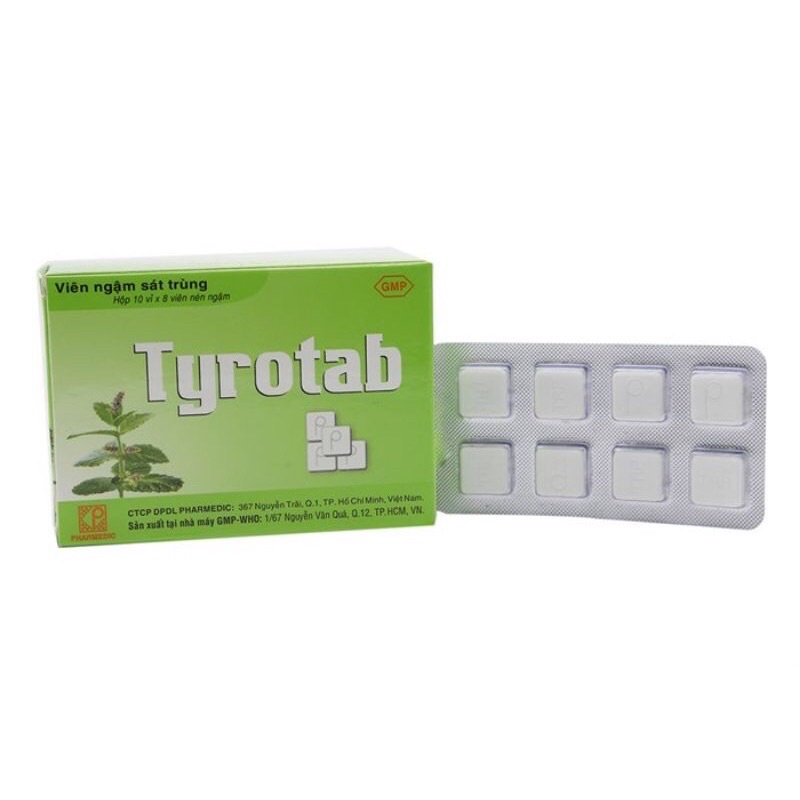 Kẹo ngậm giảm ho, tiêu đàm, thông cổ họng Tyrotab hộp 80 viên
