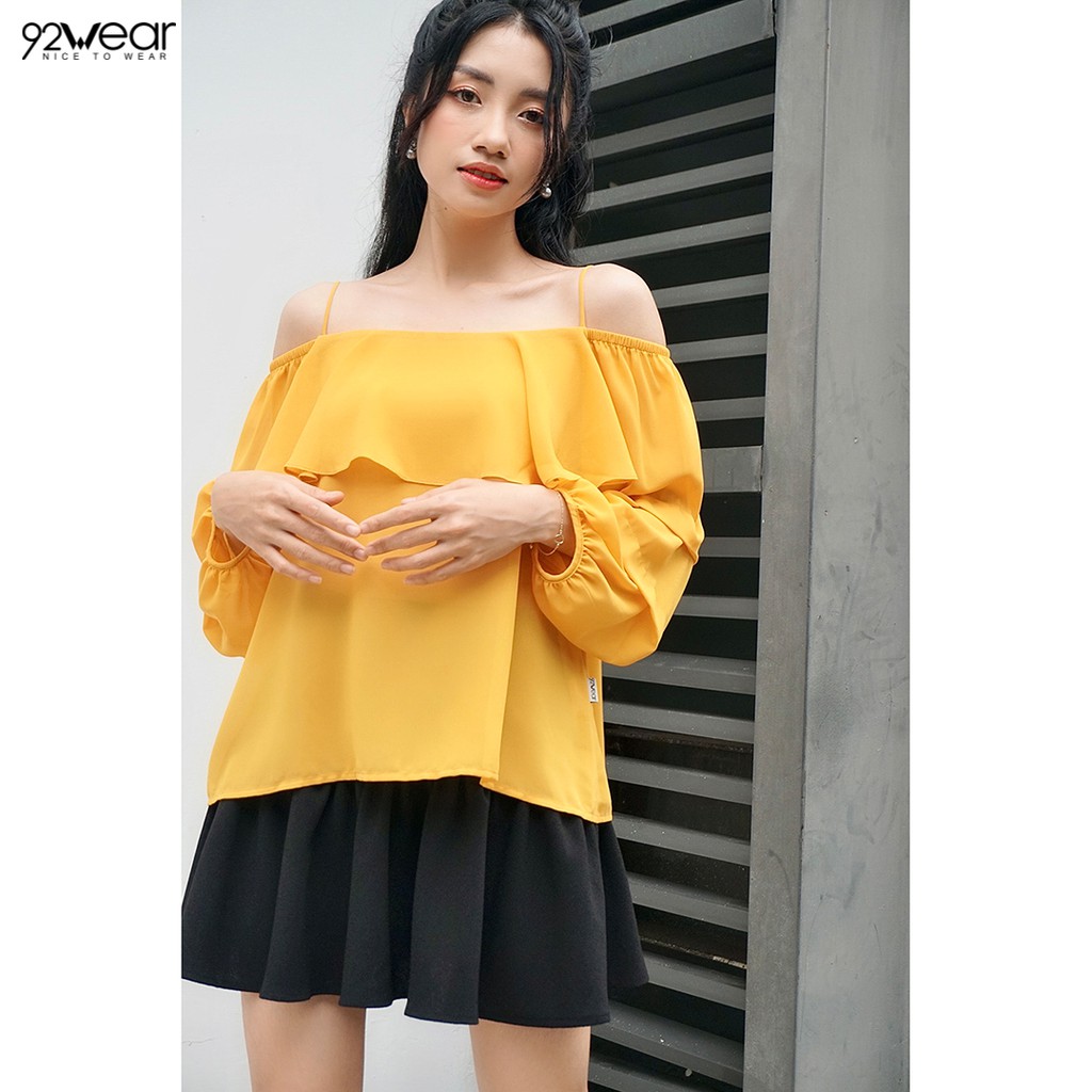 Áo sơ mi nữ 2 dây 92WEAR 2 MÀU, đủ size, dây bèo ngực ASW0995 | BigBuy360 - bigbuy360.vn