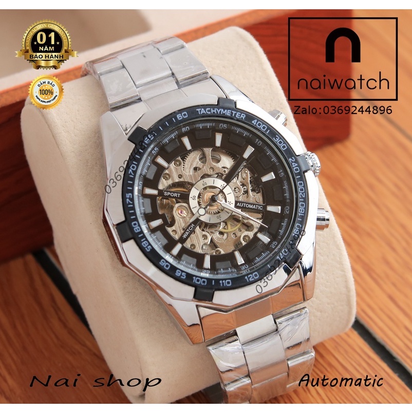 Đồng hồ nam Winner máy cơ thiết kế dáng thể thao cơ bắp siêu ngầu, lộ full máy cơ, dễ dàng nhìn xuyên thấu