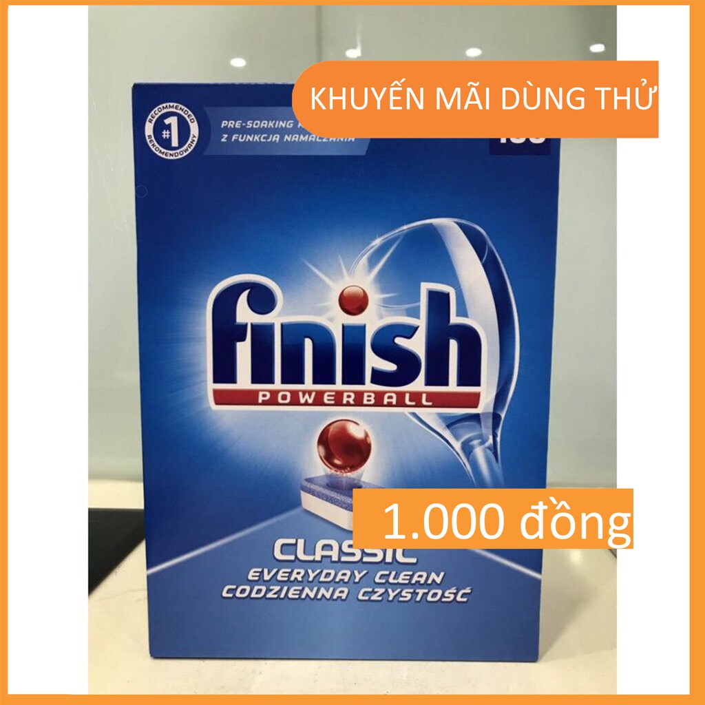 [khuyến mại dụng thử ] 2 Viên Rửa Bát Finish Tổng Hợp 3 Trong 1 trong hộp 100 viên