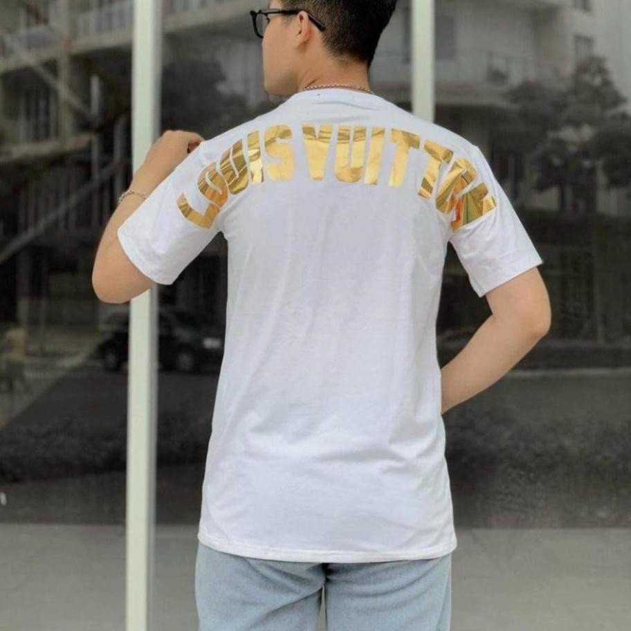 Áo thun nam nữ unisex tay lỡ in nhũ vàng chất thun co giãn 4 chiều