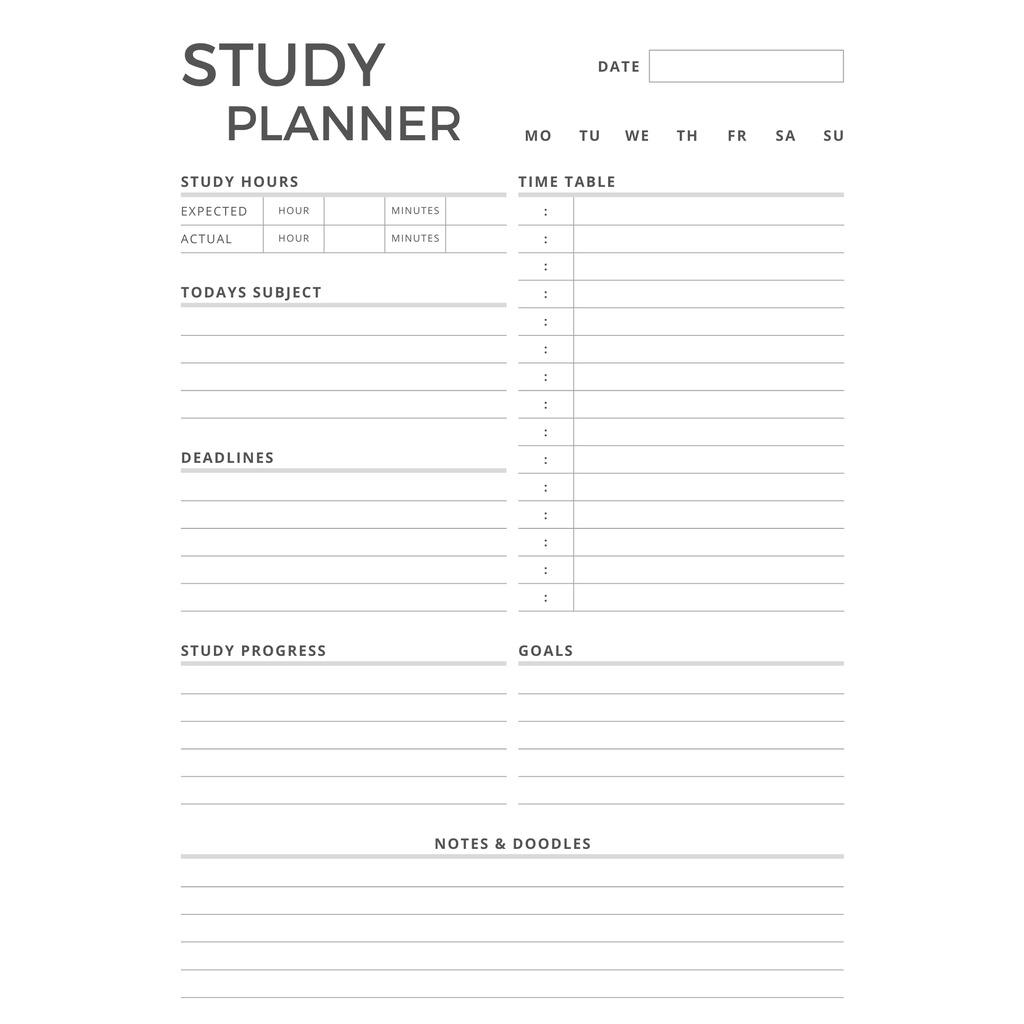 10 tờ STUDY PLANNER, DAILY PLAN, MONTHLY BUDGET, HABIT TRACKER khổ A5 // planner, journal,..