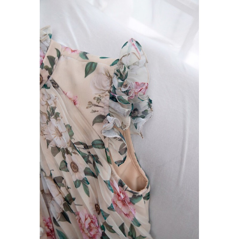 Váy hoa maxi dập ly