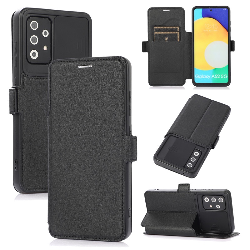 Ốp Điện Thoại Da Ví Lật Bảo Vệ Camera Cho Samsung A11 M11 A12 A21s A31 A32 A52 A52S A71 A72 Note 20 Ultra