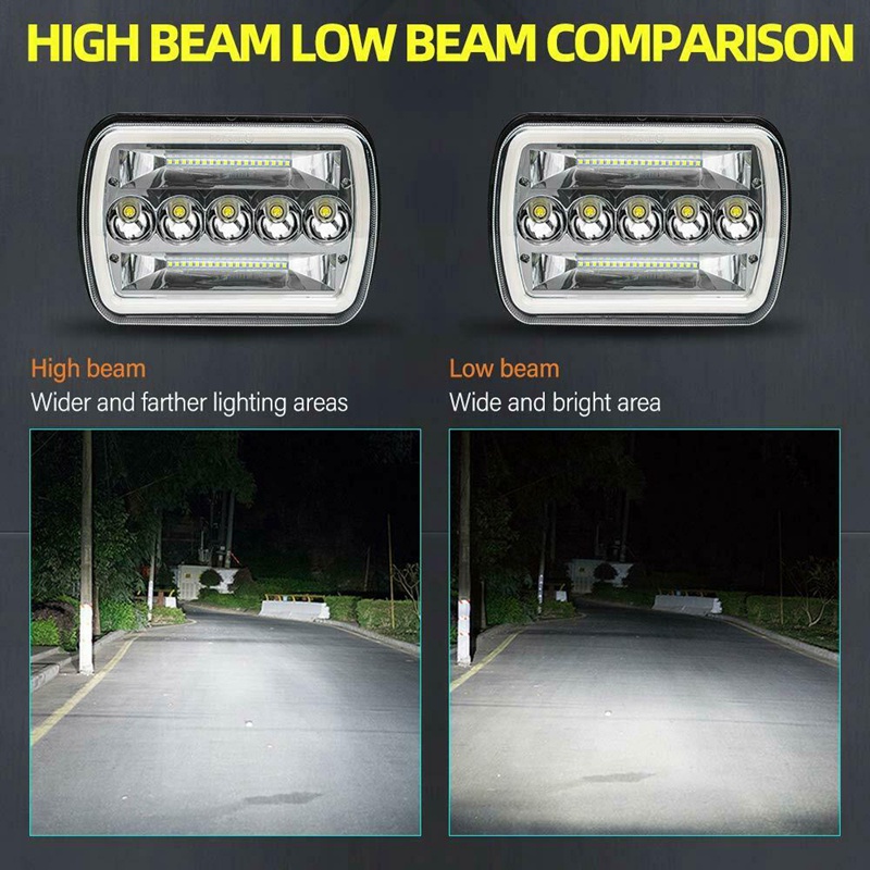 Đèn Pha LED 5X7Inch 7X6Inch Chất Lượng Cao Cho Jeep Cherokee XJ Wrangler YJ