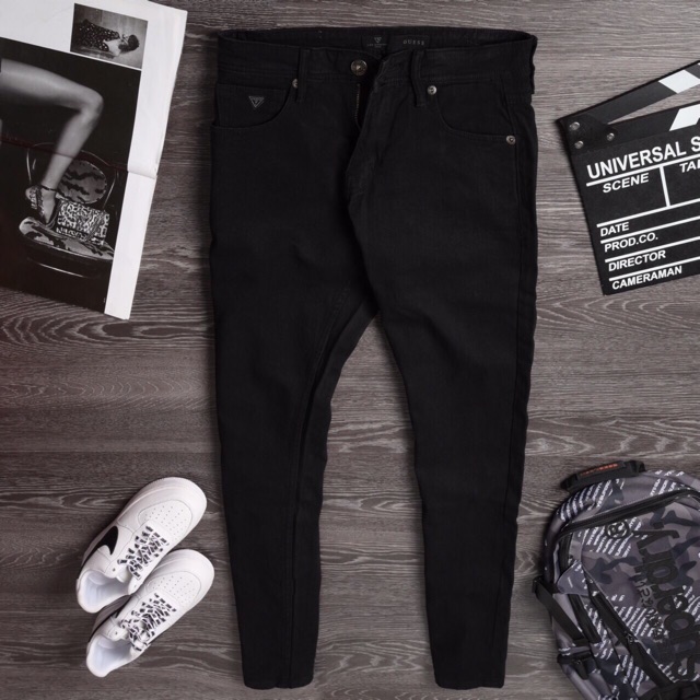 Quần Jean Nam Đen Trơn ZR Dáng Ôm Ống Côn Trẻ trung - quần bò co dãn | BigBuy360 - bigbuy360.vn