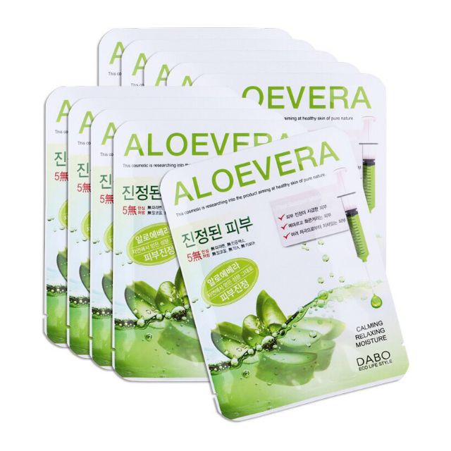 Đắp mặt nạ lô hội trắng da  Dabo Aloe - COMBO 10 GÓI - Hàn Quốc Chính Hãng