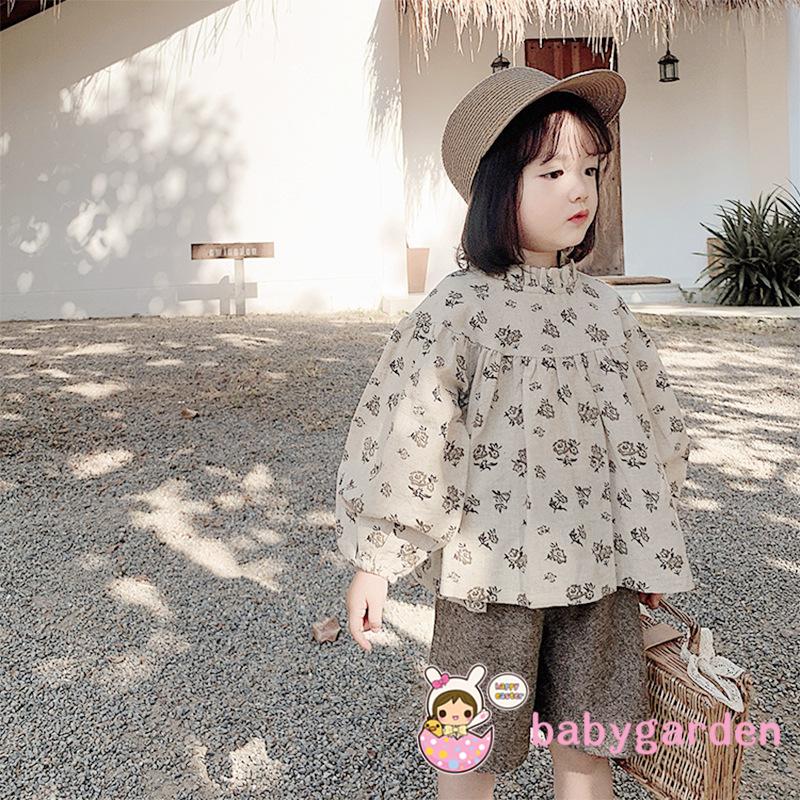 Áo Thun Tay Dài In Hoa Cho Bé Gái