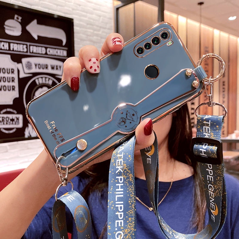 QIANZI Ốp Lưng silicone Mềm Mạ Điện Kèm Dây Đeo Cho Redmi note8 8pro note7 7pro xiaomi 9T 9Tpro 9 mi 10 10pro