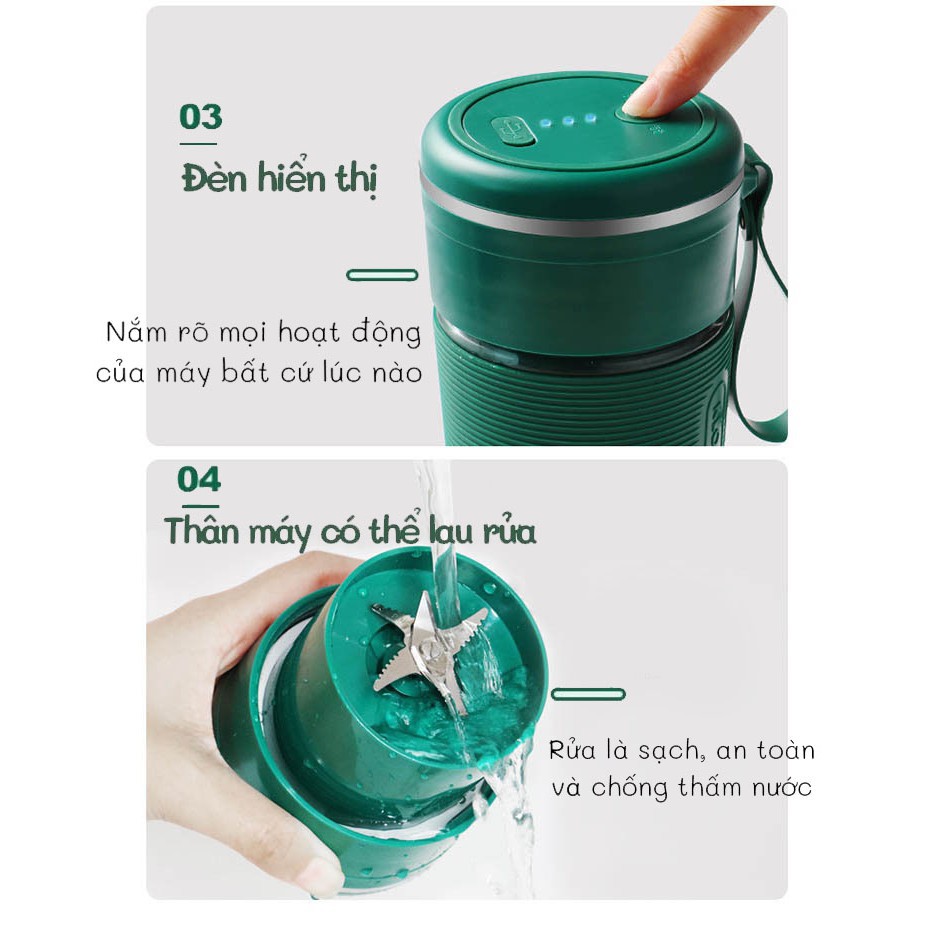 Máy xay sinh tố cầm tay Juicer 6 lưỡi dao bền bỉ - Pin 1300MAh