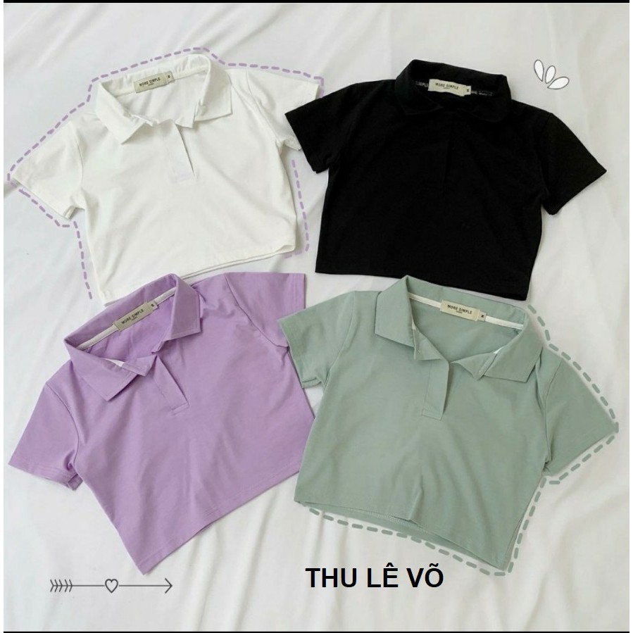 Áo Croptop Polo Trơn Tay Ngắn Form Rộng
