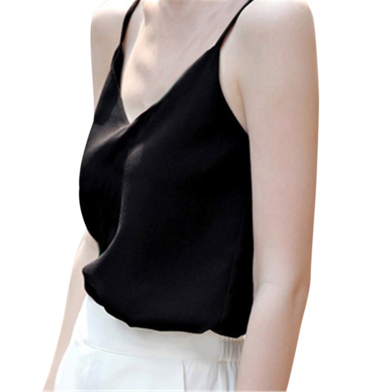 Áo hai dây cổ chữ V vải chiffon thời trang dành cho nữ