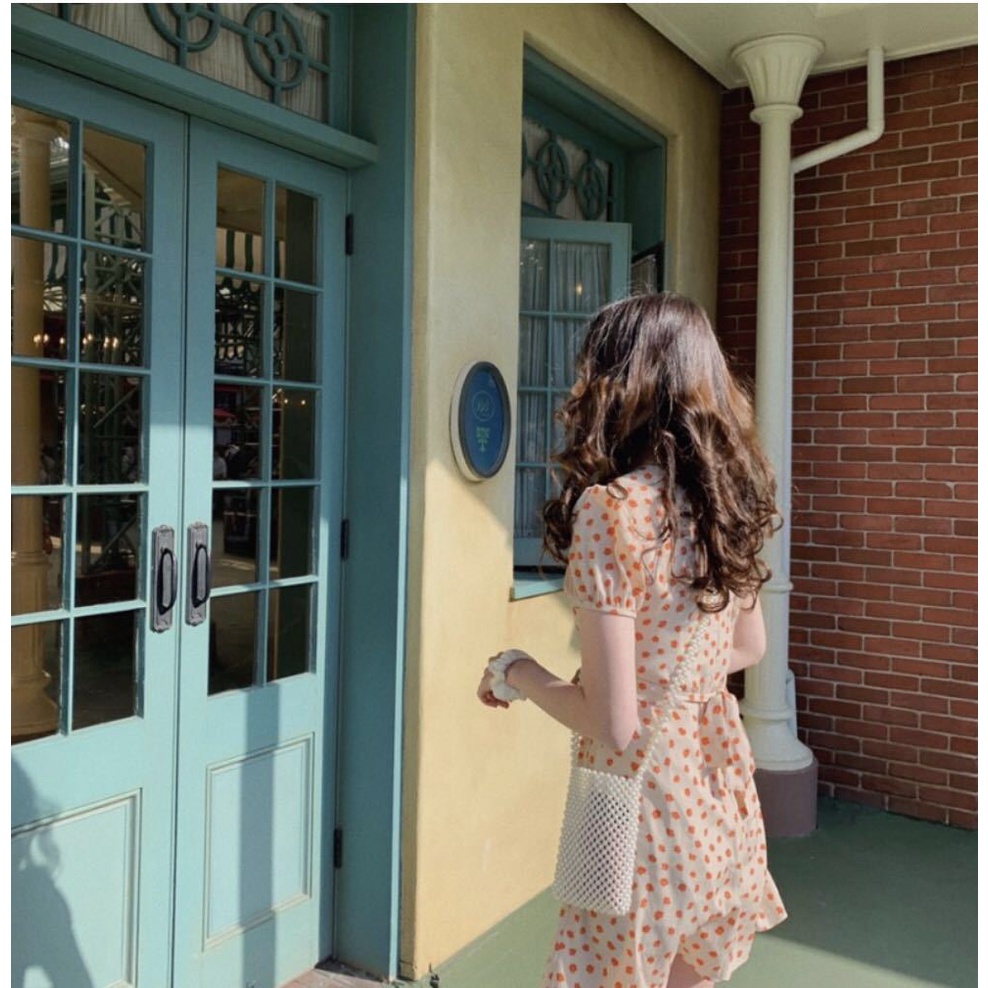 Đầm Ôm Eo Buộc Dây Màu Hồng Đào Kiểu Retro Hàn Quốc Cho Nữ