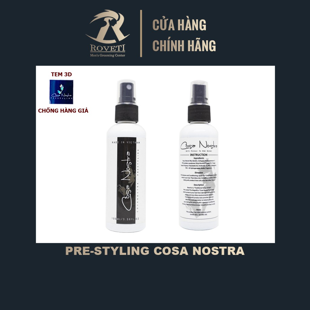 [TEM 3D CHÍNH HÃNG] Xịt tạo phồng Pre-Styling Cosa Nostra - 100ml