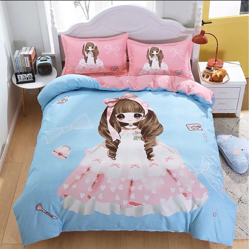 Bộ chăn ga gối cotton Tina M2T bedding chăn ga nhập khẩu Họa tiết 3D đủ size miễn phí bo chun grap ga giường