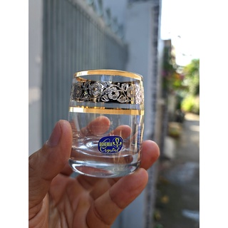 Bộ 6 ly pha lê rượu mạnh mạ vàng platin 24k 060 ml Tiệp Khắc Bohemia