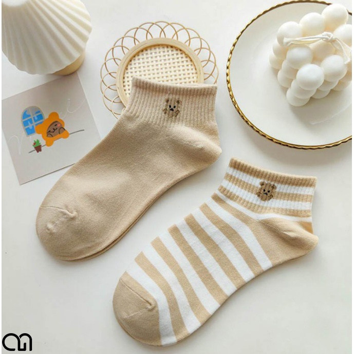 Vớ Nữ Màu Nâu Cổ Ngắn - Tất Vớ Nữ Dễ Thương Thời Trang Hàn Quốc