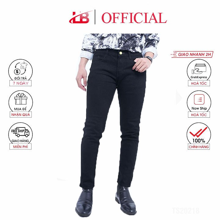 [Mã LTP50 giảm 50000 đơn 150000] Quần jean nam LB jean đen trơn,phom body bó sát BNBB2829