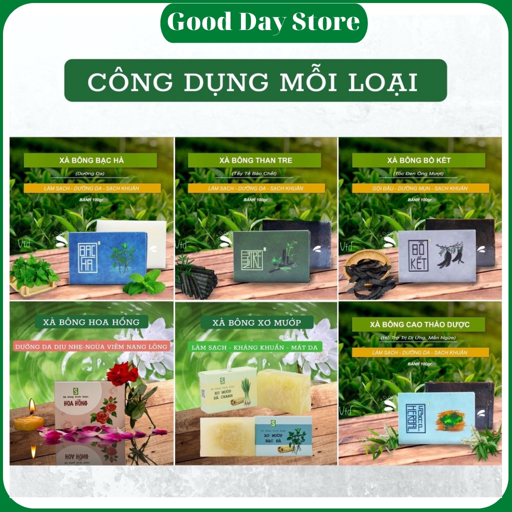 Xà Bông Sinh Dược 100% Nguyên chất từ thiên nhiên - 1 bánh 100g