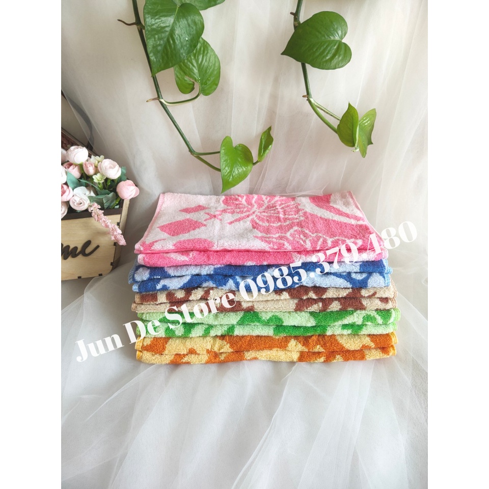 Khăn mặt cotton 30x50 Họa tiết hoa lá ♥️ DÀY DẶN ♥️ Thấm nước, màu xinh.