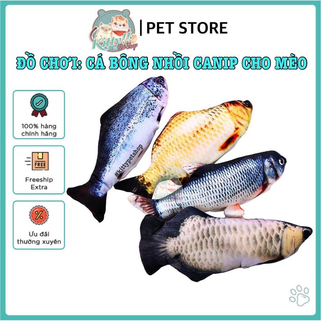 Đồ chơi thú cưng : cá bông nhồi canip đồ chơi cho chó mèo - Kitty Pet Shop BMT