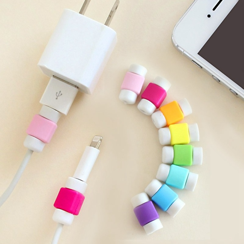 1 Dây Quấn Bảo Vệ Cáp Sạc Bằng Silicon Màu Kẹo Cho Android Iphone