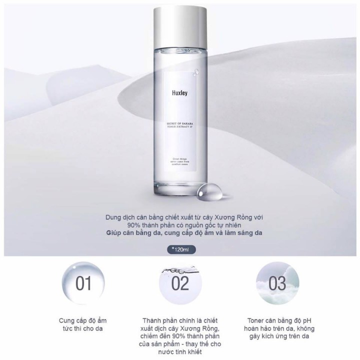 Toner nước cân bằng Huxley Secret Of Sahara Toner Extract It 120ml - Thi Vũ