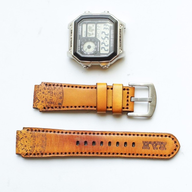 Dây Đồng Hồ Da Thật RAM Leather Khắc Inca Da Bò Italia Vegtan Màu Vàng Bền Đẹp