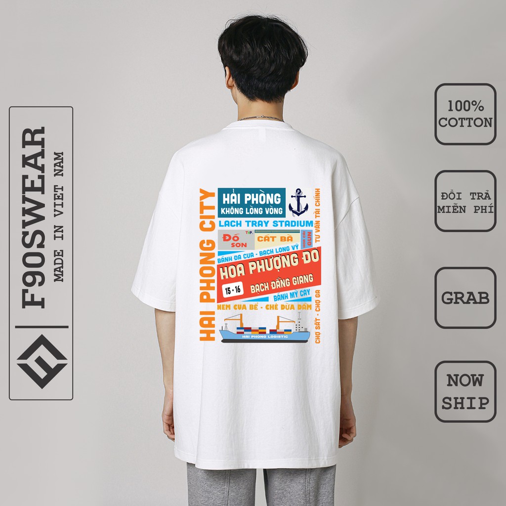 Áo thun nam nữ - áo phông nam nữ UNISEX tay lỡ dáng rộng chất 100% COTTON in hình HẢI PHÒNG