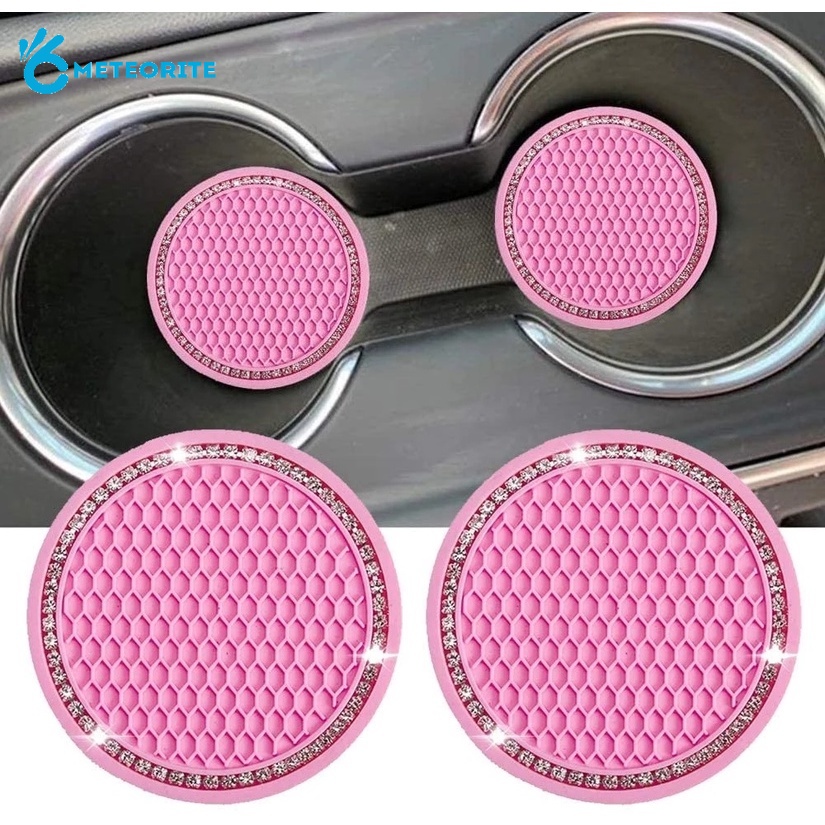 1 Miếng Lót Cốc Chống Trượt Đính Đá Pha Lê Trang Trí Nội Thất Xe Hơi