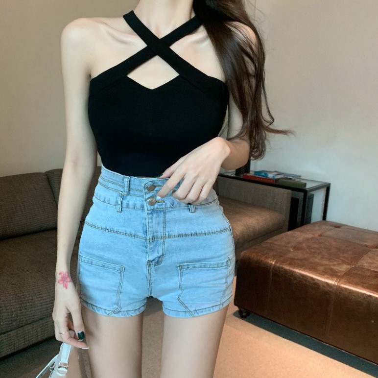 Áo Hai Dây Nữ Chéo Trước Sành Điệu, Áo Croptop Hai Dây Ôm Dáng SIXTEEN.