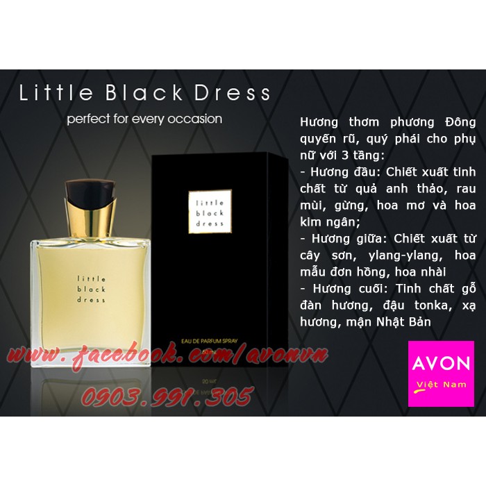 FREE SHIP CHÍNH HÃNG NƯỚC HOA NỮ AVON LITTLE BLACK DRESS 50ML MÀU ĐEN