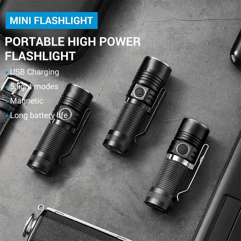 Đèn pin BORUiT Cx07 mini bằng hợp kim nhôm có thể sạc lại