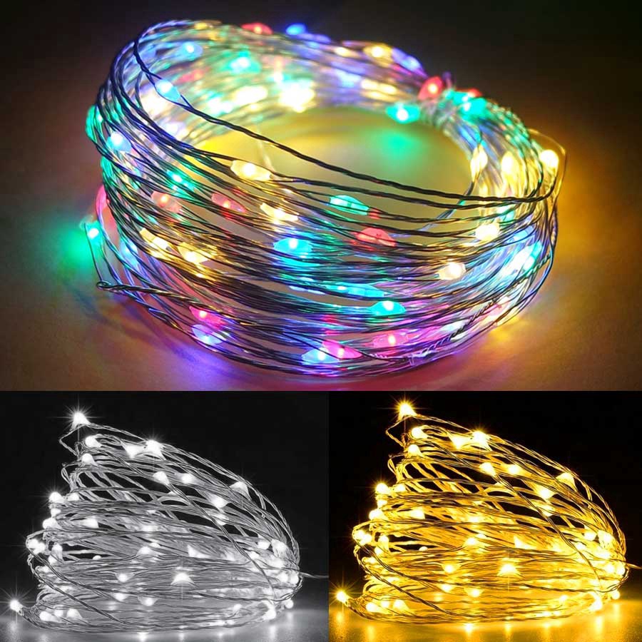 Dây Đèn LED USB 10M 100 Bóng 8 Chế Độ Kèm Điều Khiển Từ Xa Trang Trí Giáng Sinh