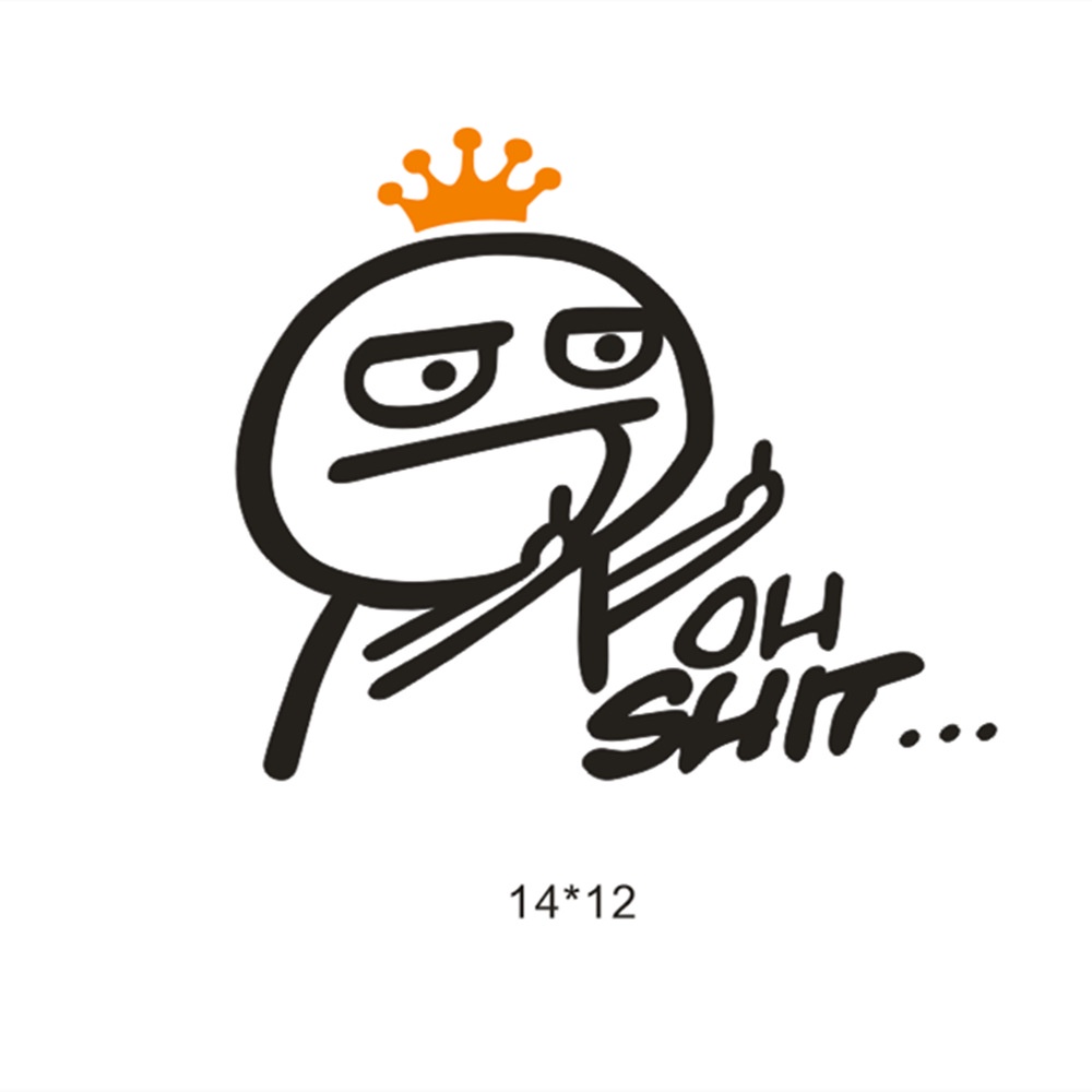 Tem decal sticker " OH SHIT " Ngón tay giữa vui nhộn cá tính dán xe ô tô, xe máy