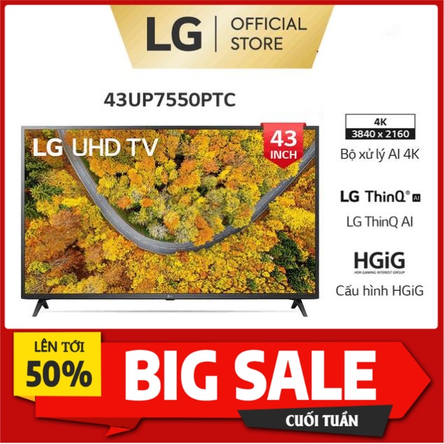 Smart UHD Tivi LG 43 inch 4K 43UP7550PTC . Lh zalo 0817251145 để được hỗ trợ freeship