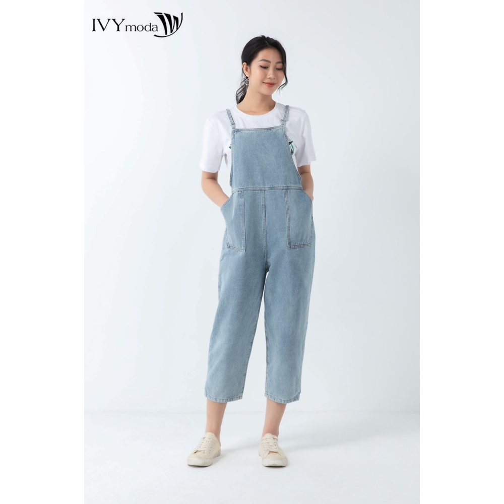 [NHẬP WABRTL5 GIẢM 10% TỐI ĐA 50K ĐH 250K ]Quần yếm jeans nữ bạc màu IVY moda MS 18B8018