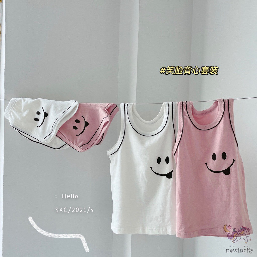 Set Áo 3 Lỗ In Hoạt Hình + Quần Short Kiểu Hàn Quốc Dễ Thương Cho Bé