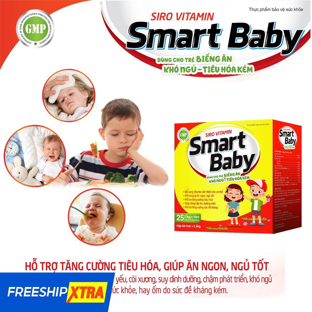 [SP CHÍNH HẴNG] Siro Ăn Ngon, Giúp Bé Tăng Cân, Tiêu Hoá Tốt, Tăng Cường Đề Kháng, Hết Táo Bón Smart Baby